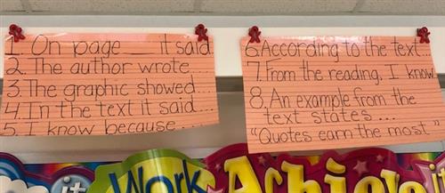 Text Evidence Sentence Starters 